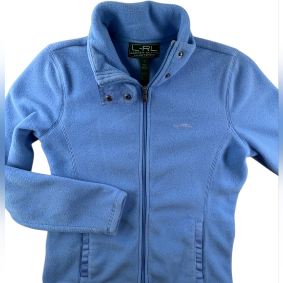 Ralph Lauren Double RL Jackets & Blazers - Lauren Ralph Lauren LRL Light Blue Full Zip Fleece Jacket Medium Active Cozy